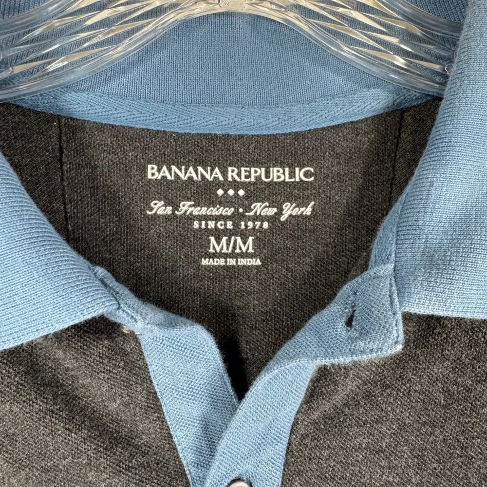 Banana Republic Polo Shirt Mens Medium‎ M Striped Short Sleeve Casual
